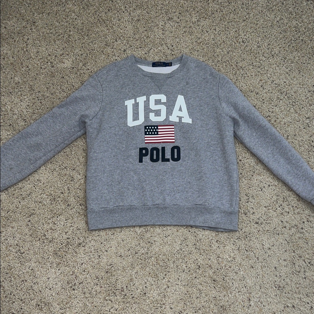 Ralph Lauren Gray Usa Polo Crewneck Sweater